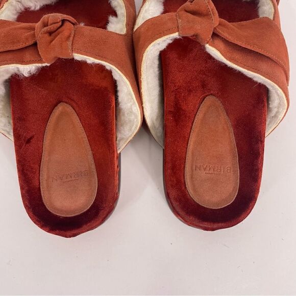 Alexandre Birman Red Clarita Suede Fur Lined Slide Sandals - Picture 6 of 9